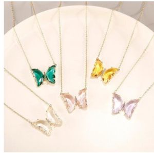 Collares pendientes Colgantes Joyería hecha a mano 6 colores Murano Murano Glass Mix Color Butterfly Necklace Thanksgivi Dhuxd