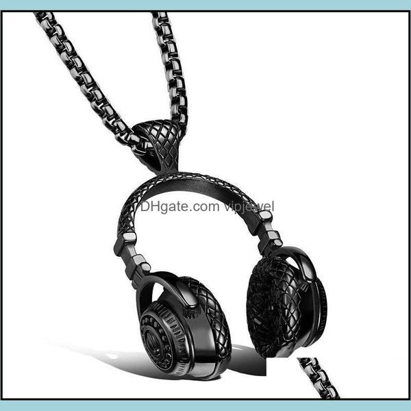 Colliers pendents pendentifs bijoux heavy metal wireless music casque conception de casque en acier inoxydable