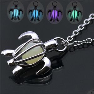 Pendentif Colliers Pendentifs Bijoux Creux Tortue Forme Sier Couleur Collier Ras Du Cou Femmes Lumineux Glowing In Dark Déclaration Cadeau Drop Deliv