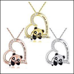 Pendentif Colliers Pendentifs Bijoux Je t'aime pour toujours Panda Collier Mignon Coeur Animal Drop Delivery 2021 Az1Gm