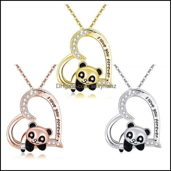 Collares pendientes Colgantes Joyas Te amo para siempre Panda Collar Corazón lindo Animal Entrega directa 2021 Az1Gm