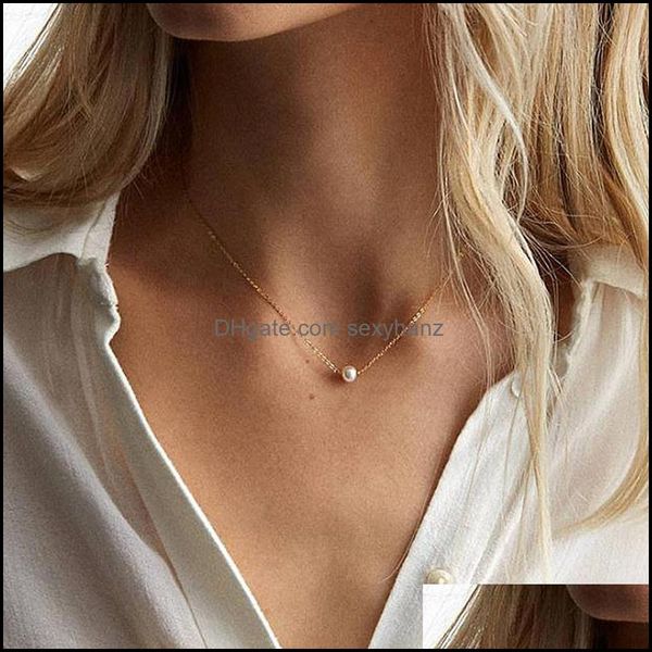 Collares colgantes Colgantes Joyería Imitación Perla Invisible Transparente Línea Delgada Simple Gargantilla Collar Mujeres Drop Entrega 2021 GE2F6