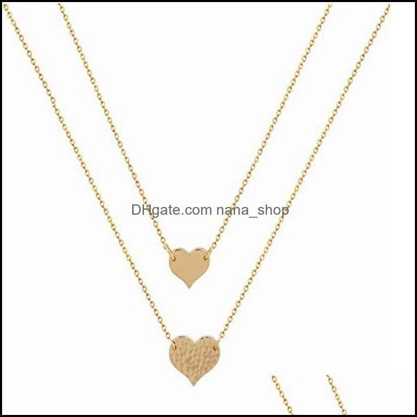 Collares pendientes Colgantes Joyería Collar de corazón en capas Hecho a mano Chapado en oro de 18 quilates Gargantilla delicada Barra de flecha Capas largas para mujeres Drop De