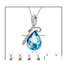 Pendentif Colliers Pendentifs Bijoux Luxe Larme D'Ange Cristal Pour Femmes Goutte D'eau Goutte À Goutte Chaînes Designer Mode En BK Livraison Dhzia