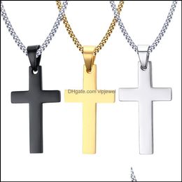 Collares pendientes Colgantes Joyería Para Hombre Cruz De Acero Inoxidable Hombres S Religión Fe Crucifijo Encanto Cadena De Titanio Para Mujeres Regalo De Moda Dr