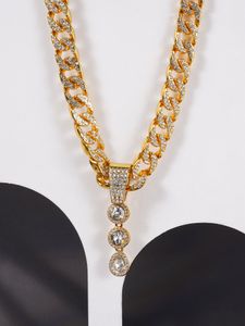 Hanger Kettingen Hangers Sieraden Heren Dames 18K Goud Colorf Kubieke Zirconia Collier Hip Hop Rapper Princess Cut Big Round Diamond