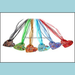 Hanger kettingen hangers sieraden gemengde kleur groothandel handgemaakte murano lampwerk glas millefiori hart dha7e