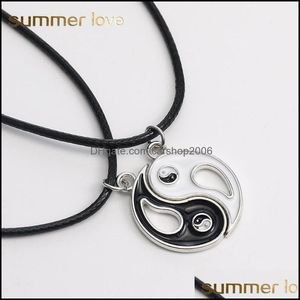 Hanger kettingen hangers sieraden nieuw zwart wit paar touwketen voor vrouwen mannen splice roddel tai chi yin yang kerst valentijn cadeau