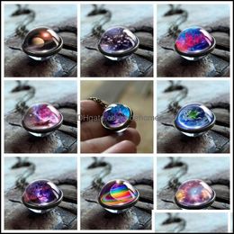 Hanger kettingen hangers sieraden nieuwe neba galaxy dubbelzijdig roteerbaar voor wome mannen universum planeet glas kunst foto handgemaakte statemen