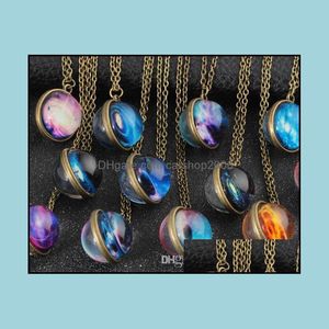 Pendentif Colliers Pendentifs Bijoux Nouveau Neba Galaxy Collier Double Face Univers Planète Verre Art Photo Fait Main Déclaration Drop Livrer