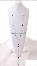 Colliers pendants pendentifs bijoux oyb new coréen mode Fourleaf Clover Long Collier Chaîne Womens Color Flower Sweater Jewelry2370137