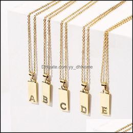 Hanger Kettingen Hangers Sieraden Gepersonaliseerde Alfabet Ketting Vrouwen Gouden Plaat Grote Letters Naam Chok Dh4Zp