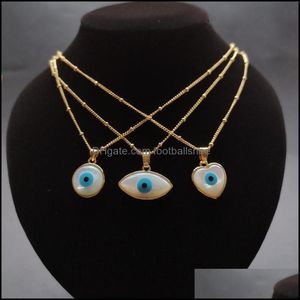 Hanger kettingen hangers sieraden Promotie! Natuurlijke Marquise Hart van Shell Necklace Round Blue Evil Eye Mother Pearl Charms voor Gift D