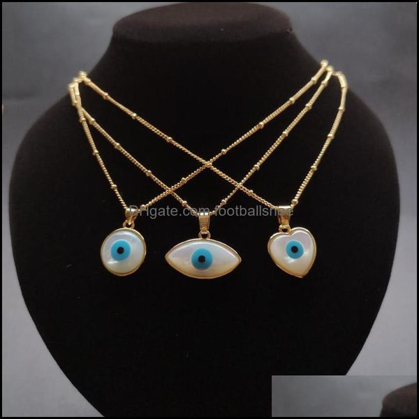 Pendentif Colliers Pendentifs Bijoux Promotion! Collier rond en forme de cœur de coquillage, Marquise naturelle, bleu, mauvais œil, nacre, breloques pour cadeau D