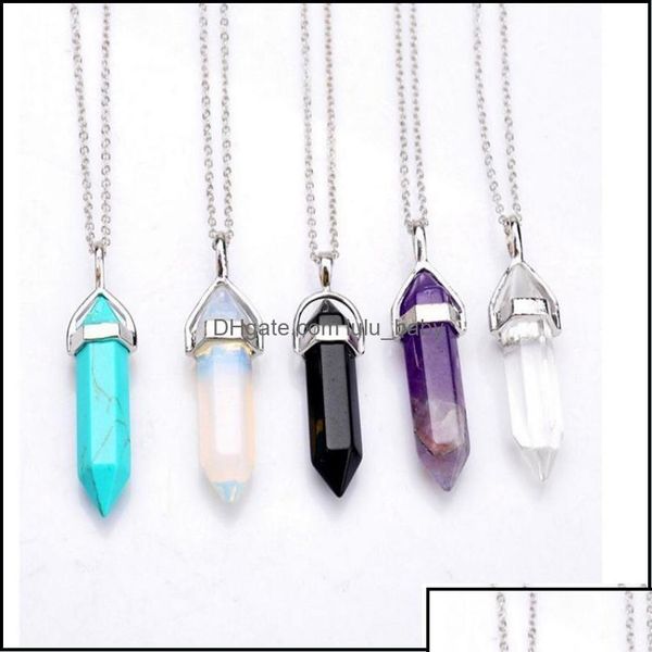 Colliers pendants Pendants Bijoux Forme réelle Amethyst Natural Crystal Quartz Point de guéris