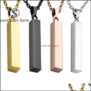 Pendentif Colliers Pendentifs Bijoux En Acier Inoxydable Bar Charme Déclaration Collier Hip Hop Or Rose Si Dhvro