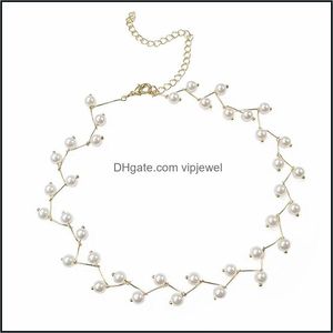 Pendentif Colliers Pendentifs Bijoux En Gros Mode Femmes Court Collier Ras Du Cou Dainty Imitation Perle Drop Livraison 2021 246Mt