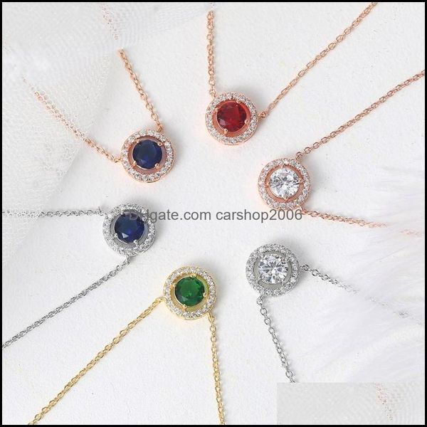 Pendentif Colliers Pendentifs Bijoux Zhouyang Mariage Pour Femmes Classique Rond Micro Mosaïque Cubique Zircone Dhefh