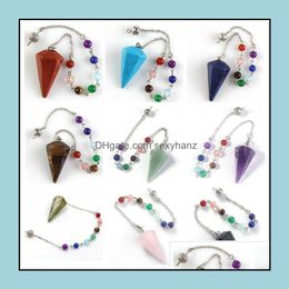 Hanger kettingen hangers natuursteen 7 chakra genezende ketting kristal getrommeld palmkwarts wichel pendum reiki nce meditatie sieraden