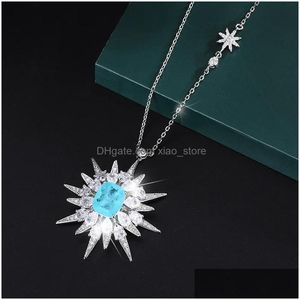 Colliers pendants Pendants Retro 925 Sterling Sier Star Collier Woman Chains 12x10mm Paraiba principale pierre Ruby Crystal Sweets Ami Dhvva