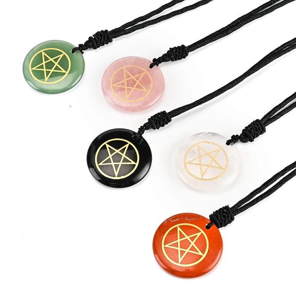 Colliers pendants collier pentacle Viking norraire rune vintage Crystal Stone pentagram charme talisman femmes hommes