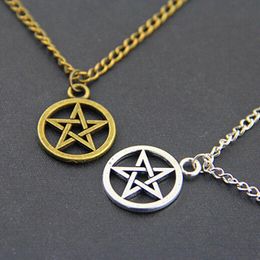 Hanger Kettingen Pentacle Pentagram Ketting Wicca Star Wiccan Pagan Charm Witchcraft Vintage Sieraden Oude Verzilverd Voor Vrouwen Mannen