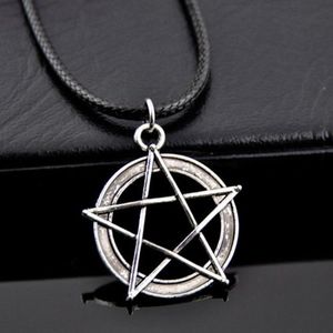 Hanger kettingen pentagram ster ketting voor vrouwen gotische wicca charms accessoires lederen choker satan mode sieraden hekserij gothpend