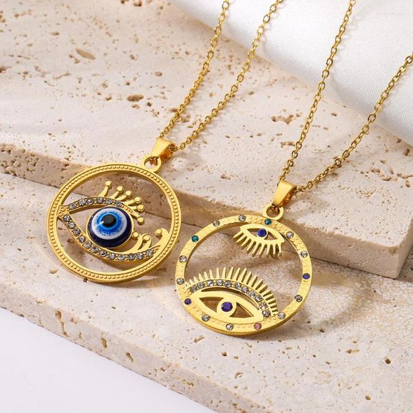 Pendentif Colliers Personnalité Créative Femme Couche Evil's Eye Collier En Acier Au Titane