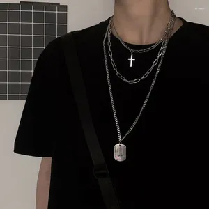 Hanger Kettingen Persoonlijkheid Kruis Vierkant Metaal Meerlaags Hip Hop Lange Ketting Cool Eenvoudige Ketting Voor Vrouwen Mannen Sieraden Geschenken