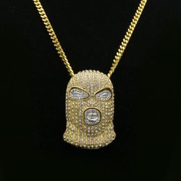 Hanger Kettingen Persoonlijkheid CS Cap Pave Vol Strass Gemaskerde Ketting Goud Gevuld Mannen Hip Hop Rock Jewelry238h