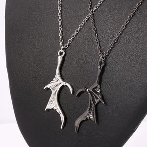 Hanger Kettingen Persoonlijkheid Punk Hart Wing Ketting Liefhebbers Vinatge Bat Couples Set Fashion Jewerly