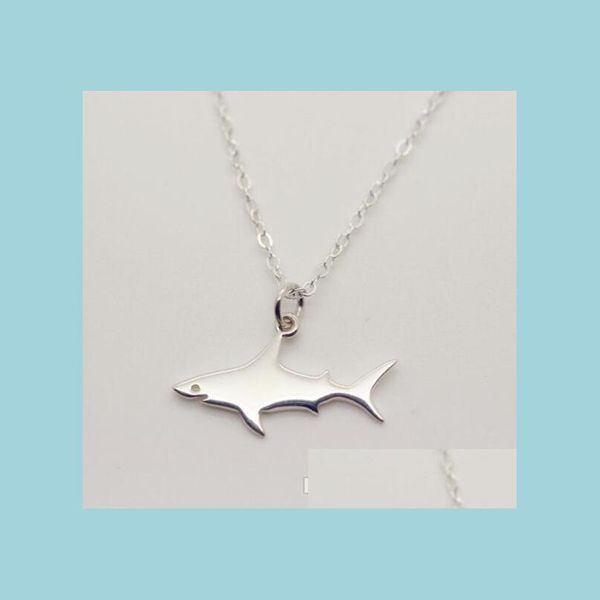 Personnalité requin pendentif collier alliage argent couleur Simple océan mer Animal bijoux joli cadeau Hip Hop Ne Bdejewelry Dh10C