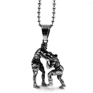 Pendentif Colliers Personnalité Sport Lutte Collier En Acier Inoxydable Punk Hip Hop Hommes Charme Bijoux Cadeau 626B