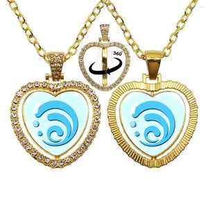 Collares colgantes Anime personalizado Genshin Impacto Vidrio Cabochon En forma de corazón Collar de doble cara hecho a mano para amigos Joyería de regalo