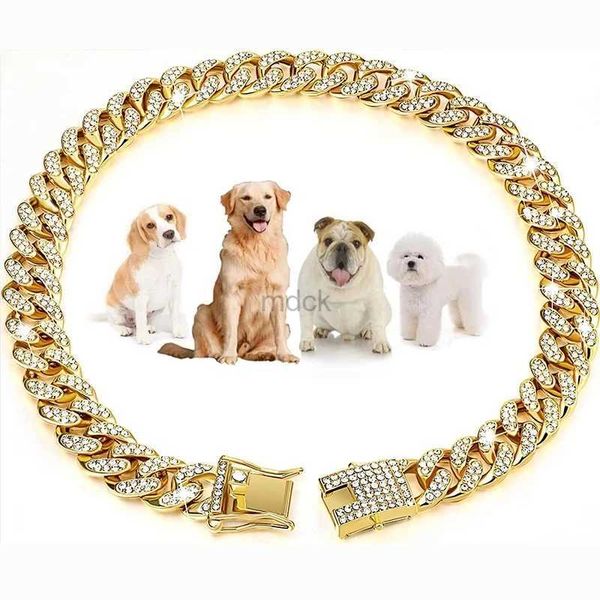 Colliers pendentifs Colliers pour chiens personnalisés pour petits chiens moyens grands chats chat gold collier cubain avec conception Collier de boucle sécurisée 240419