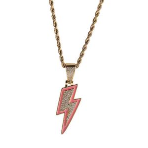 Colliers pendentifs Collier personnalisé Glow and Lightning Simple et tendance Cool Wind Drop Oil Set Zirconium Hip Hop Bijoux Chaîne de chandail polyvalente