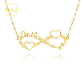 Collares colgantes Oro personalizado Acero inoxidable Nombre personalizado Collar Corazón Infinito Amistad Joyería Amigo Navidad 230825