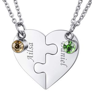 Colliers pendentif personnalisé coeur puzzle collier nom personnalisé pour les couples hommes femmes gravure petit ami petite amie inoxydable amgdX