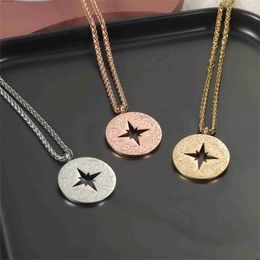 Collares colgantes Personalizado Hueco Cruz Estrellas Collar árabe Acero inoxidable Redondo Hueco Colgante Islámico Musulmán Joyería Eid Regalo para mujeres Q231026