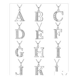 Pendentif Colliers Personnalisé Initial Crystal Az Lettre Charms Collier 26 Alphabet Sier Couleur Chaîne Femmes Mode Haute Qualité Dro Otxi4