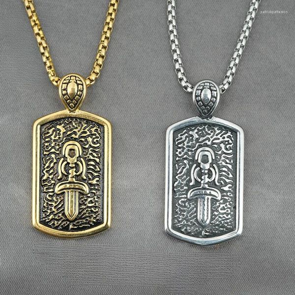 Pendentif Colliers Bijoux personnalisés Rétro Fashion Holy Sword Collier en acier inoxydable Chaîne de pull pour hommes