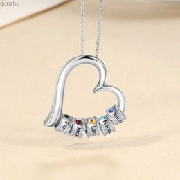 Hangende kettingen gepersonaliseerde naam en geboortesteen metalen hartvormige hanger ketting pvd bord met cz stenen charme gebruikt voor moederdag sieraden cadeauwx