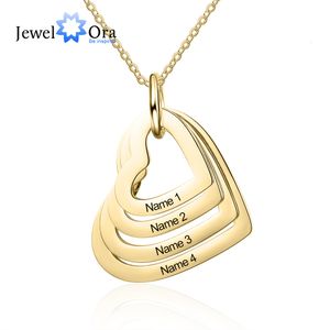 Colliers pendentifs Collier gravé en acier inoxydable personnalisé avec 2-5 noms 3 couleurs Collier pendentif coeur multicouche personnalisé pour femme 230804