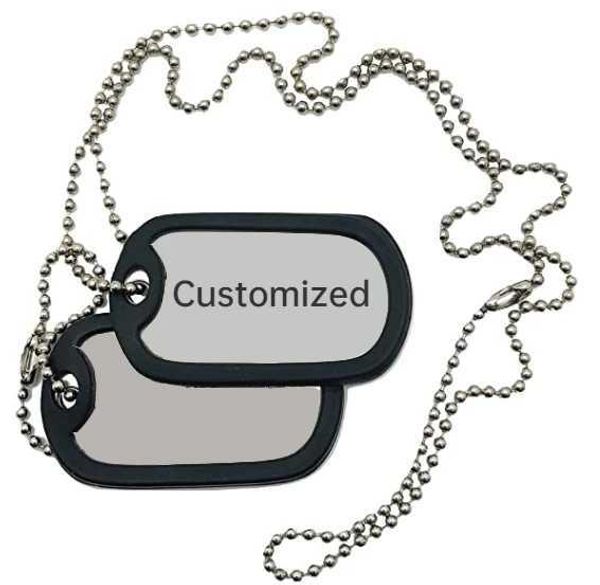 Collares colgantes Perro de acero inoxidable personalizado Etiquetas del ejército militar Personalizado Láser grabado Nombre Personaje Foto Imagen Collar de cadena de cuentas 240227