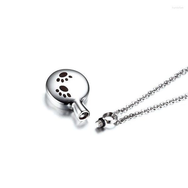 Colliers pendentifs Collier de crémation d'impression de chien commémoratif pour animaux de compagnie en acier inoxydable personnalisé cendres urne cadeau de sympathie