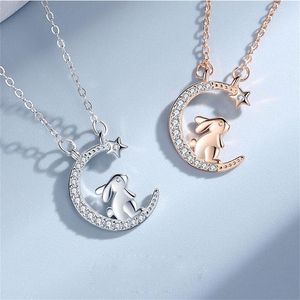 Collares pendientes Picking Stars Crystal Necklace Girl Jewelry Star-moon Cadena de clavícula Exquisito Birthday GiftsPendant