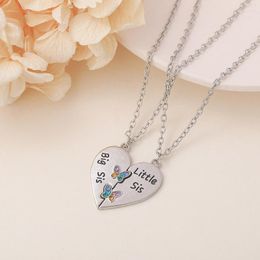 Hangende kettingen stuk zuster ketting hart voor vrouwen grote zus kleine vlinder ingelegde zirkoon sieraden banket cadeaubonist sidn22