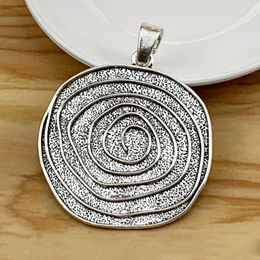 Pendentif Colliers Pièces Grand Vortex Tourbillon Spirale Irrégulière Ronde Argent Couleur Charmes Pendentifs Pour Collier Bijoux Fabrication Accessoires 73x5