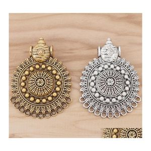 Colliers pendentiels pi￨ces tib￩tan sier / or grand tribal Boho Mti Connecteur Connecteur Pendants pour le collier Bijoux Making Drop de OTPS0