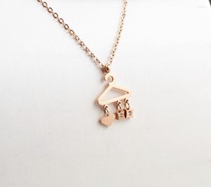 Hanger Kettingen Roze Goud Kleur Roestvrij Staal Leuke Hangers Liefde Hart Ketting Vrouw Mode Dames Kristallen Sieraden